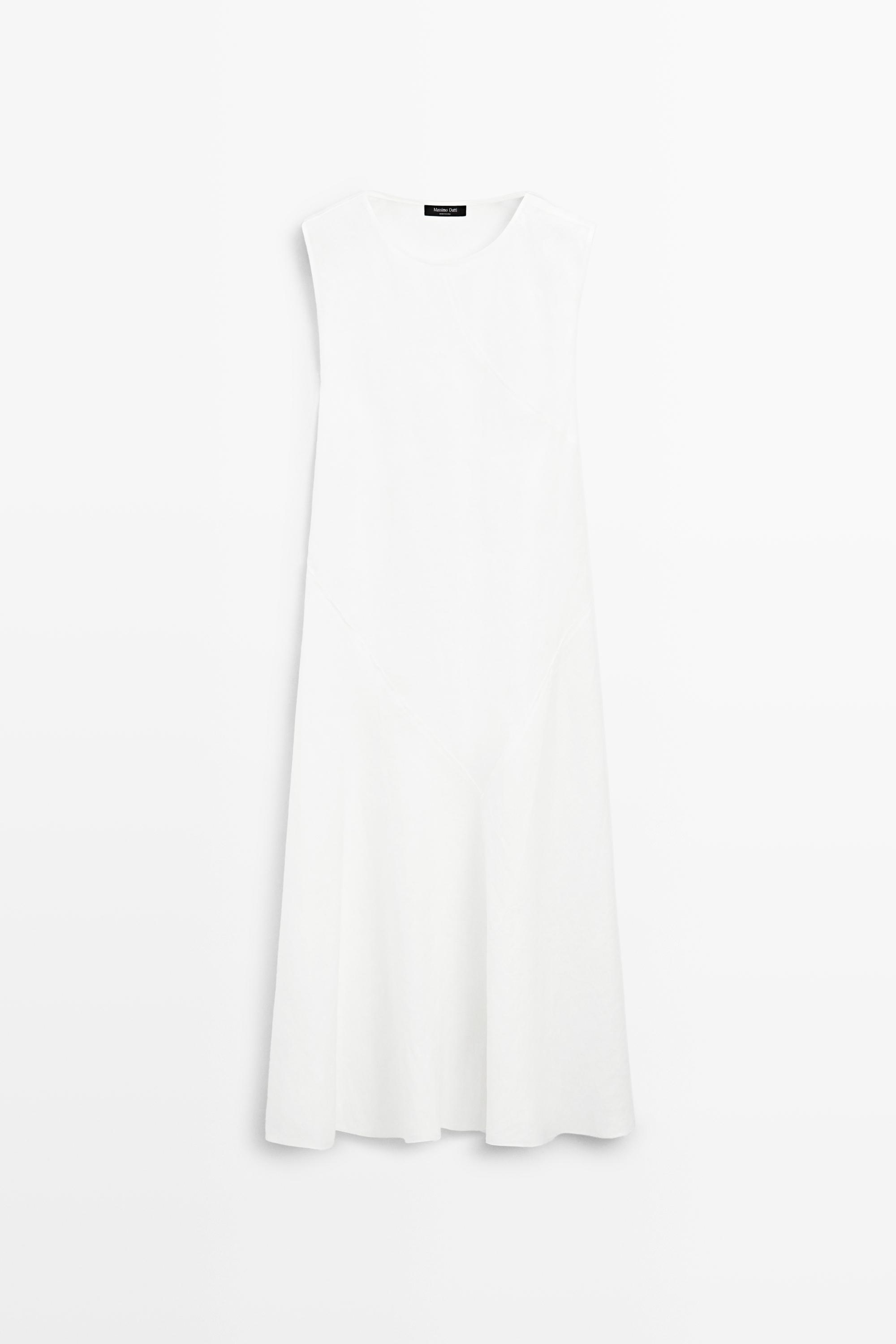 Flowing 100% linen midi dress